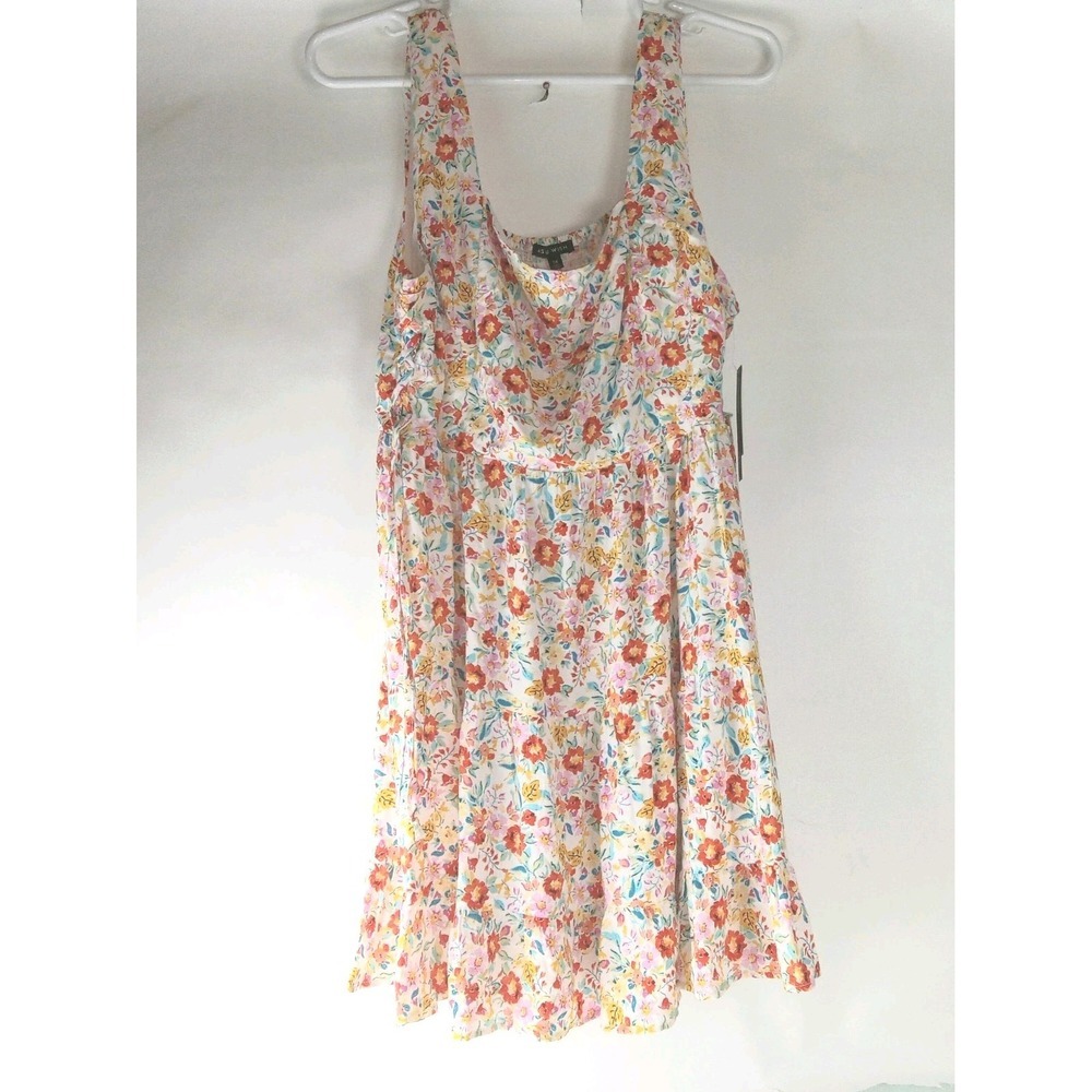 As U Wish Dress Women's 3X Floral Rayon Sleeveless Side Tie Sundress Mini